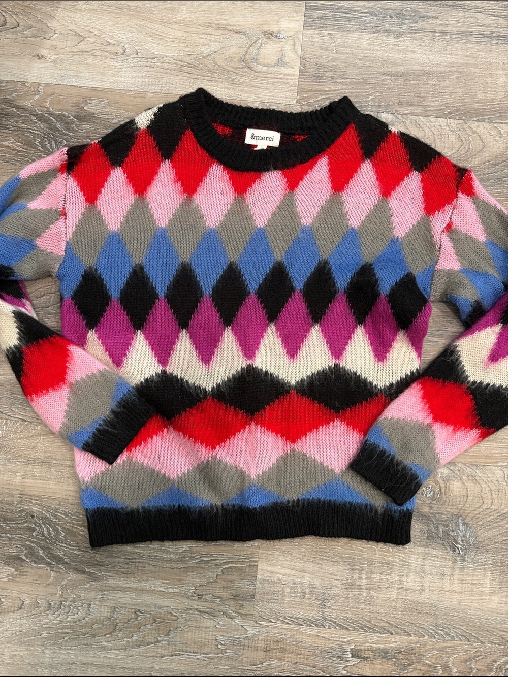 &mercie Multicolor Argyle Mohair Sweater sz s